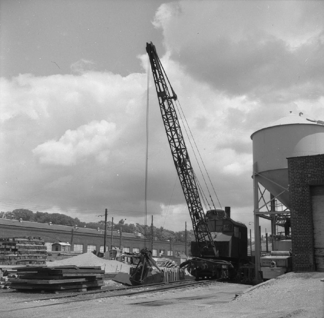 Image shows a crane on the tracks.