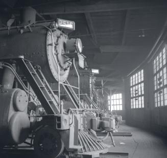 C.N.R., Mimico Yards, New Toronto St., north side, between Dwight & Kipling Aves., roundhouse, INTERIOR, showing C.N.R. locomotive #2516