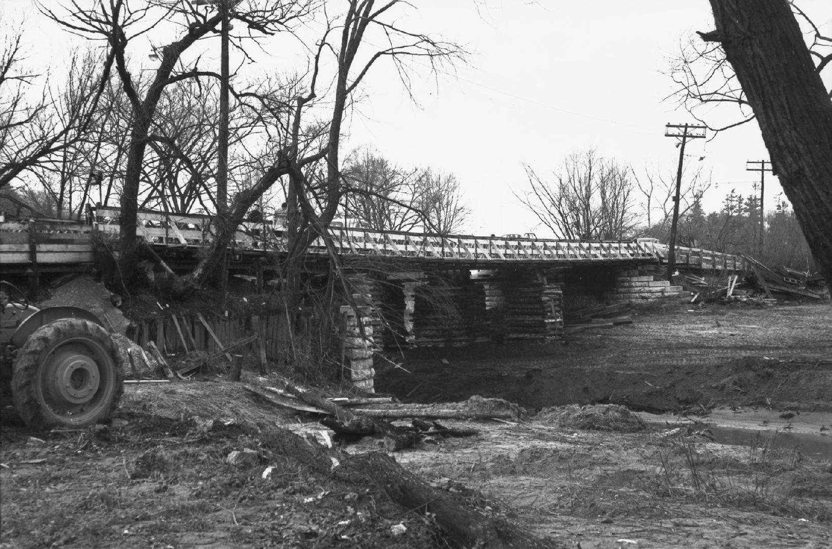 Yonge Street, looking northwest to temporary bailey bridge over West Don River