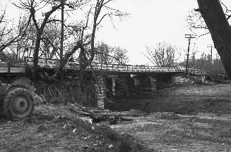 Yonge Street, looking northwest to temporary bailey bridge over West Don River