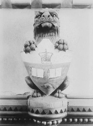 University College, Interior, west hall, arms of University of Toronto