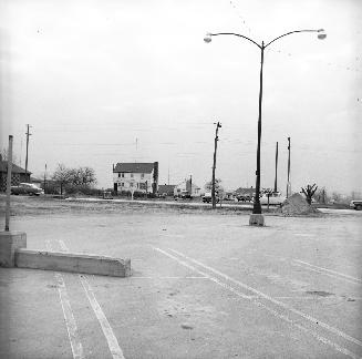 Eglinton Avenue E., looking west over Victoria Park Avenue, during construction. Toronto, Ontario