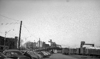 Old Weston Road., looking north from north of Hook Avenue, showing bridge over C.P.R. tracks