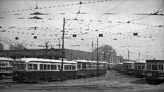 T.T.C., #4009 (left foreground), at Russell carhouse