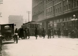 Queen St. West, Yonge To Simcoe Streets, looking west from e. of James St., T. Eaton Co. at right