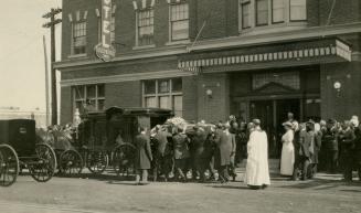 Empringham, George, Funeral Procession, in front of Empringham Hotel, Danforth Avenue, southwest corner Dawes Road