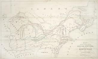 Map showing the routes between Boston, New-York and the North West via Toronto and the Georgian Bay