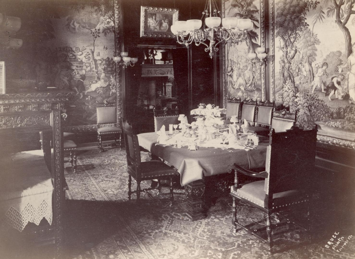 Image shows an interior of the dining room.