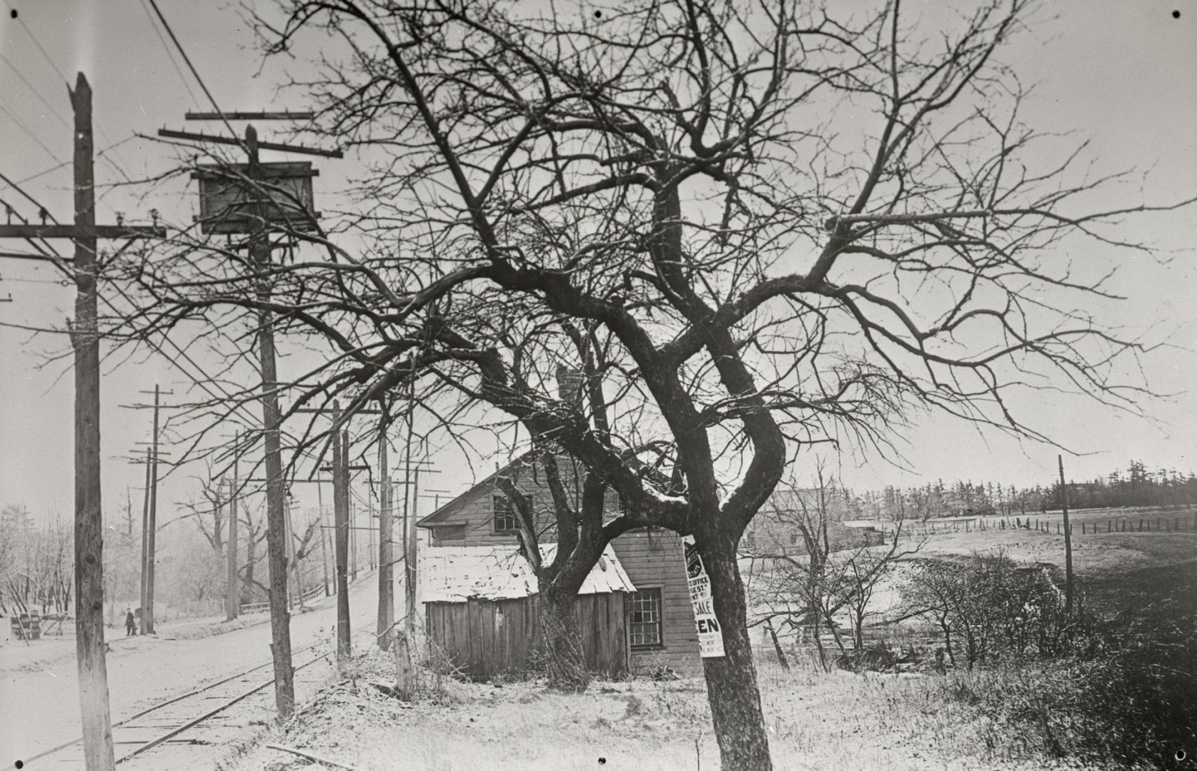 Yonge Street north of Lawrence Avenue; looking south. Image shows a two storey house behind the…