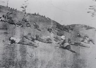 Boys drilling on hills south of Hogarth Avenue (behind Owen Staples' house)