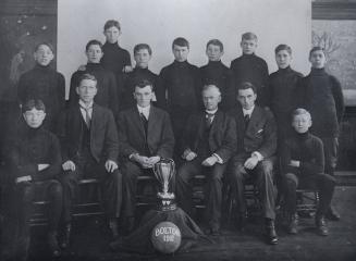 Boulton Avenue Public School, Boulton Avenue, east side, north of First Avenue, INTERIOR, showing soccer team