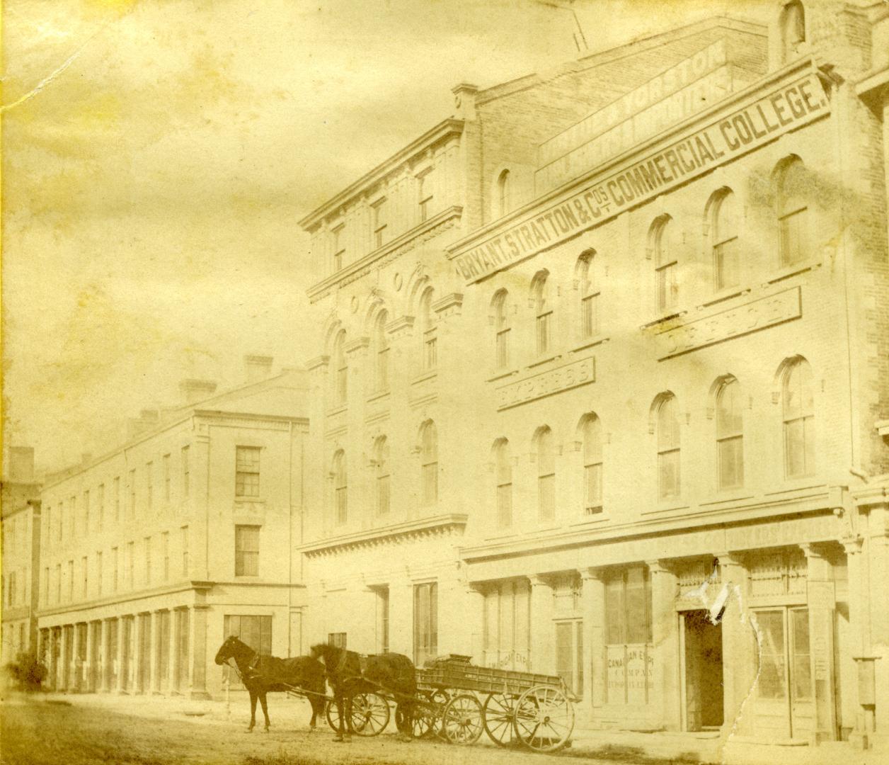 Yonge Street, S. of King St., east side, looking north across Colborne St