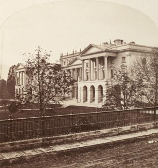 Osgoode Hall, Queen Street West, north east corner University Avenue, view looking northwest, from (formerly) Sayer Street. Toronto, Ontario