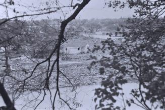 Humber River, looking northwest across river to Raymore Dr. from near end of Denison Road., Toronto, Ontario