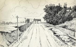 The Second Toll Gate, Yonge Street at Hogg's Hollow, Looking South, Toronto, 1886. It is a draw…