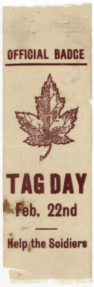 ''Help the Soldiers'' Tag Day Ribbon