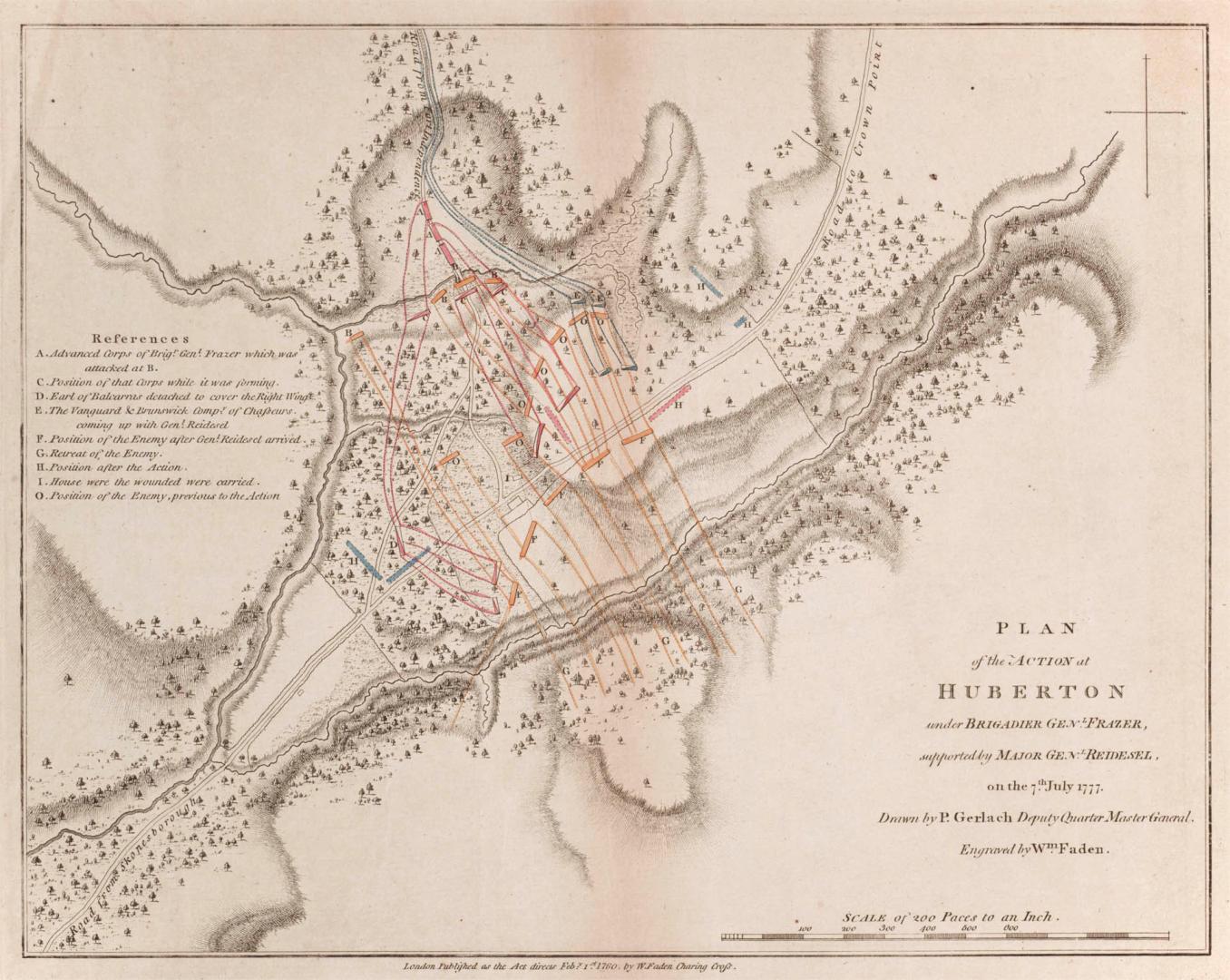 Plan of the Action at Huberton under Brigadier General Frazer, supported by Major General Reidesel, on 7th July 1777