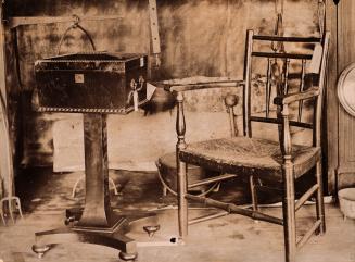 Canadian Historical Exhibition, 1899, Victoria College, chair belonging to Miss Givins