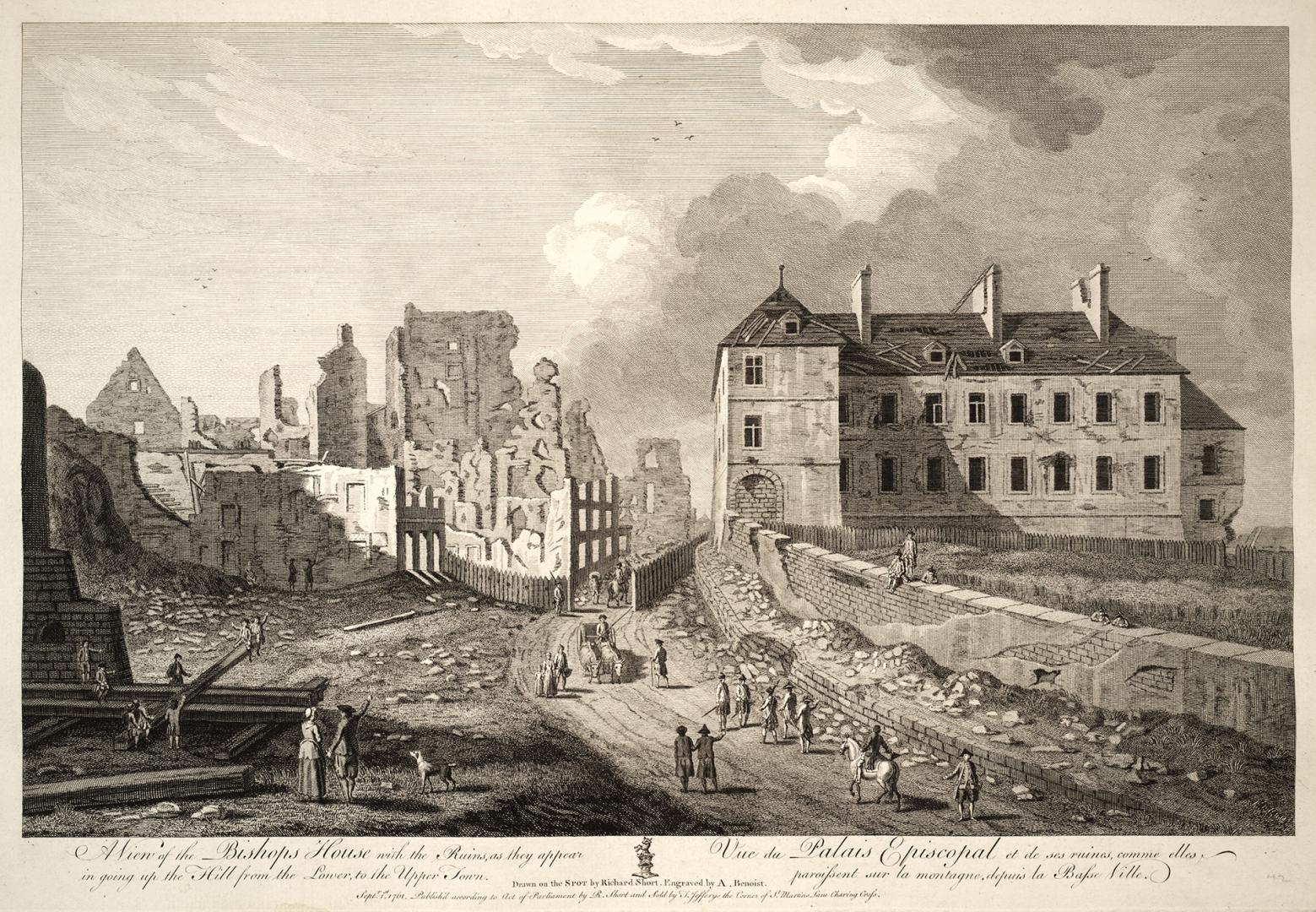 A View of the Bishop's House with the Ruins, as They Appear in Going up the Hill from the Lower to the Upper Town (Québec, Québec, 1759)