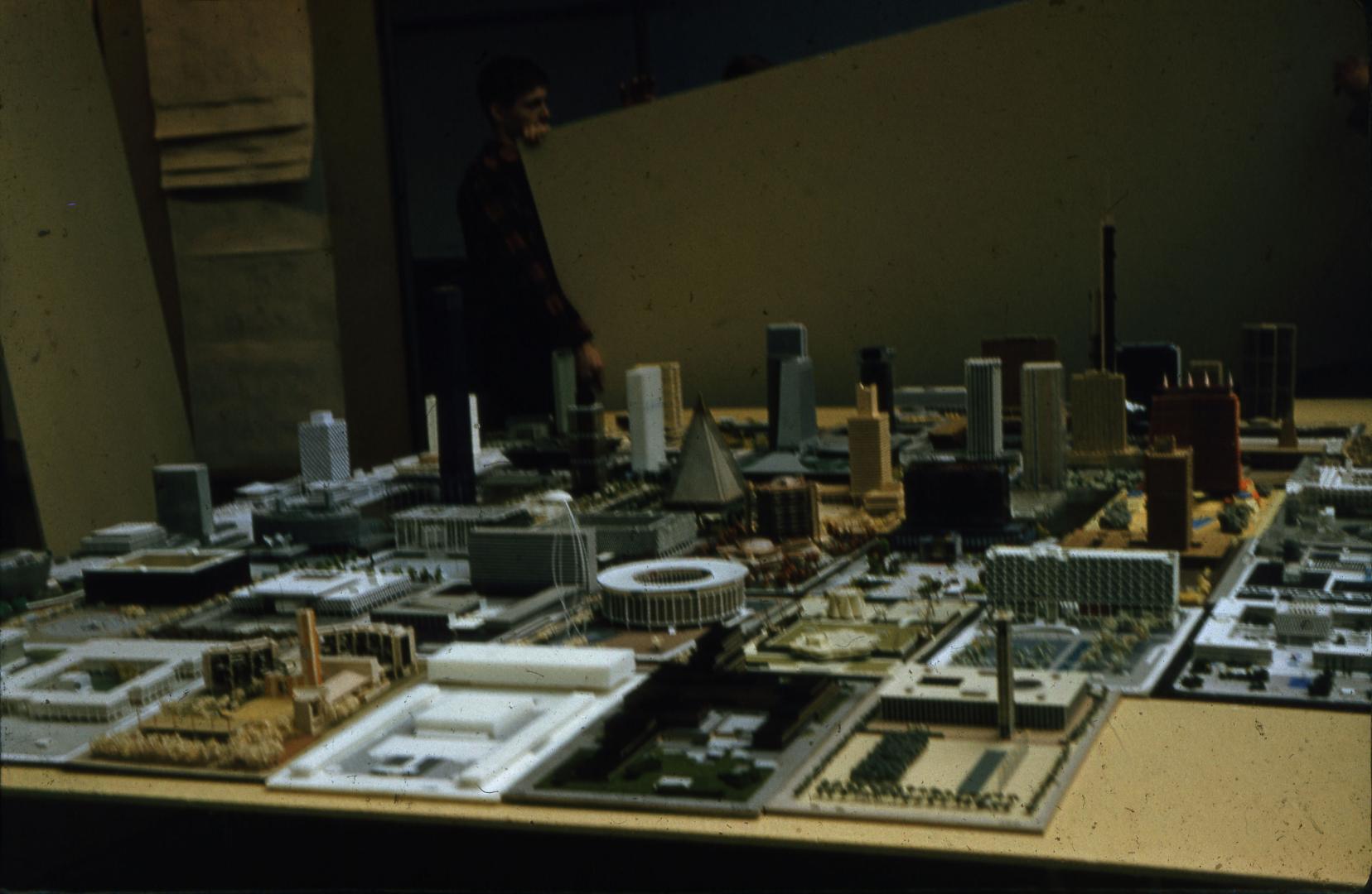 Architectural models at Horticultural Building for City Hall and Square Competition, Toronto, 1958