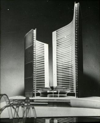 Viljo Revell entry, City Hall and Square Competition, Toronto, 1958, architectural model, stage two