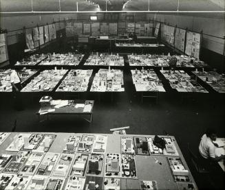 Architectural models at Horticultural Building for City Hall and Square Competition, Toronto, 1958