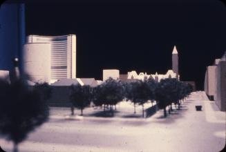 Viljo Revell entry, City Hall and Square Competition, Toronto, 1958, architectural model in situ, stage two