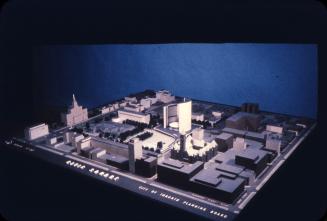 Viljo Revell entry, City Hall and Square Competition, Toronto, 1958, architectural model in situ, stage two