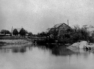 Allan Mill pond dam, at rear of lot 24