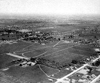 Aerial view of land east and west of Yonge Street between Burndale and north of Finch