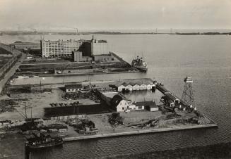 Image shows an aerial view of the Toronto Harbour.