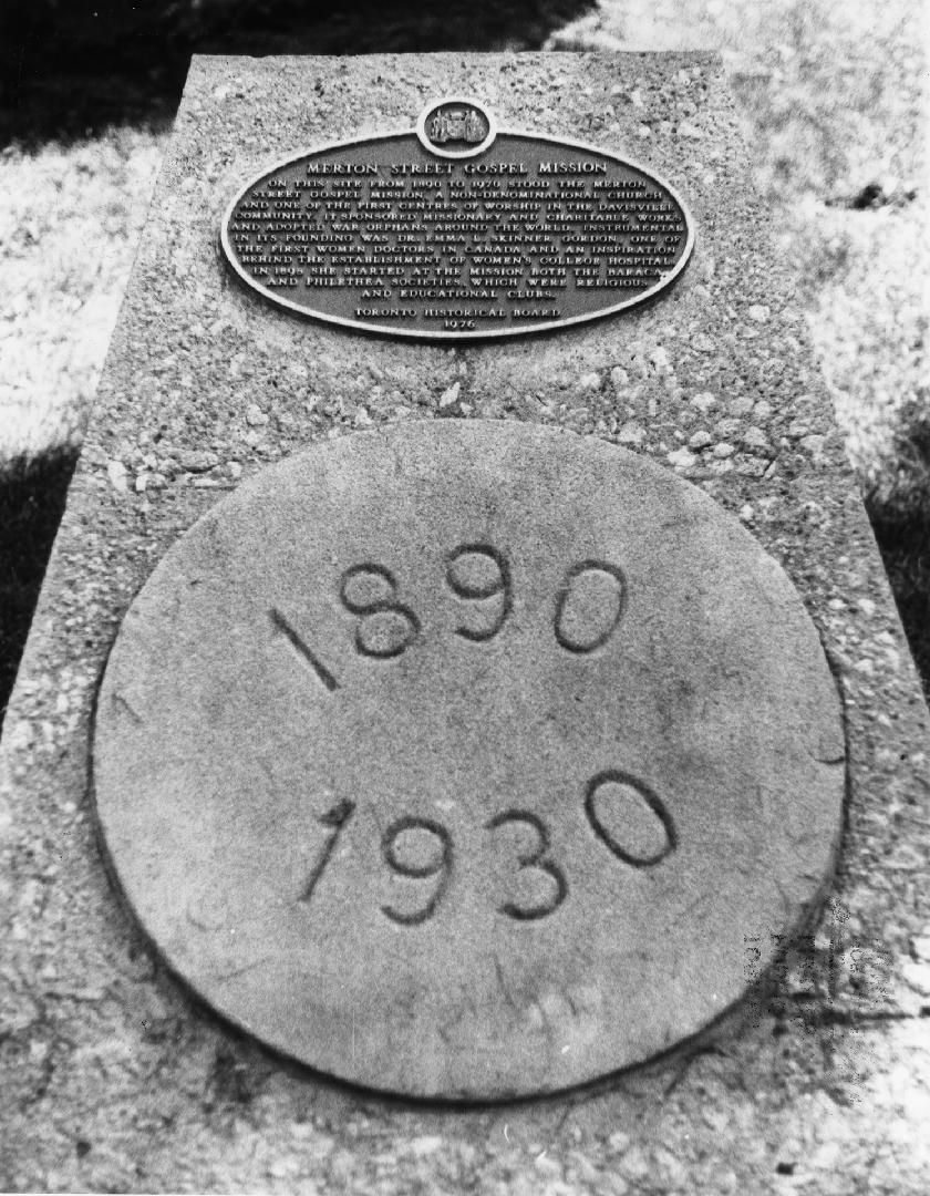 Merton Street Gospel Mission plaque, Merton Street, south side, east of Mount Pleasant Road, To…