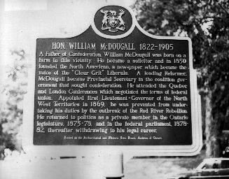 William McDougall plaque, Lawrence Park, Lawrence Avenue East, south side, between Yonge Street…