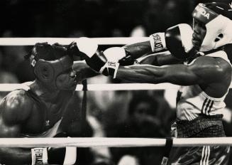 Angel Espinosa vs Canada's Otis Grant during Pan Am Games