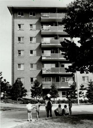 Fatal fall: Christopher fell from the fifth-floor balcony of this Etobicoke building