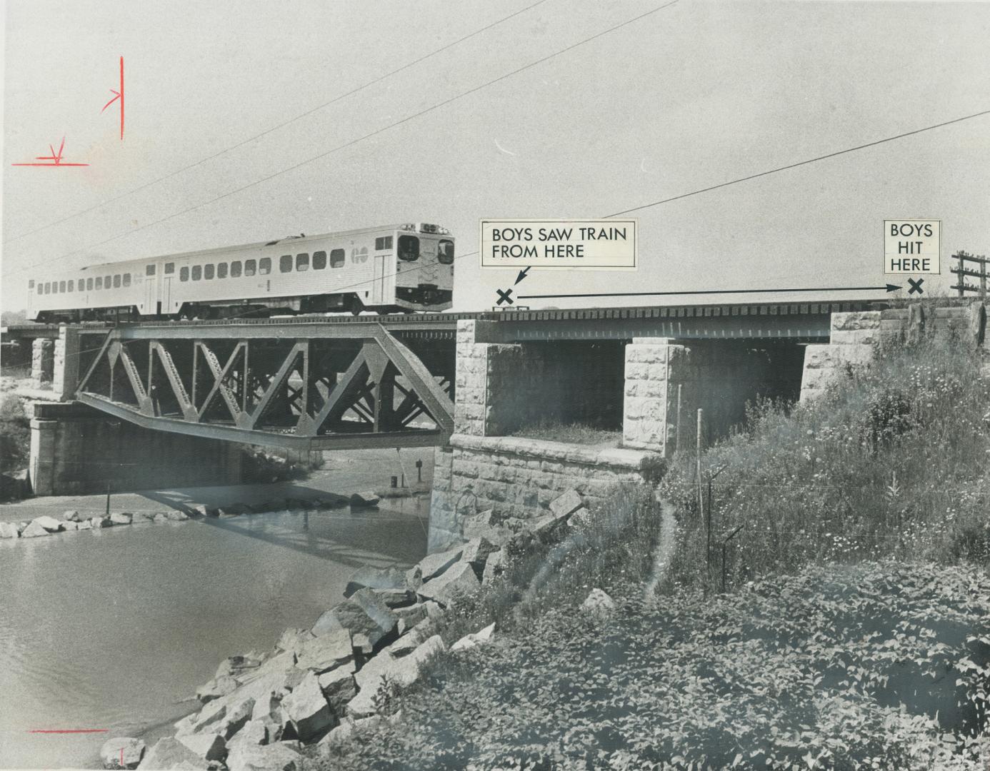 Double-track trestle over the Rouge River is where two Metro teenagers were killed yesterday by an east-bound GO train