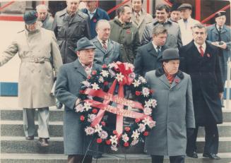 Russian visitors had to hold a separate remembrance service this afternoon (apparently they were denxied permission to rake part in the llam service). They laid a wreath to the Canadian dead