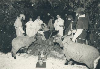 Below, the Nativity at St. Bonaventure Church, Don Mills, recreates the scene at Greccio, Italy, in 1223