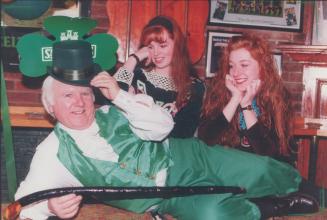 Joe Burke, Bartender at Tara Inn Pub, Orla Smith, 20 Fiona Smith, 18