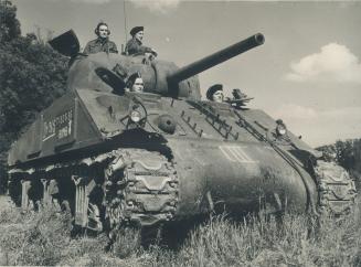 D-Day veteran, this Canadian-built tank of the Sherbrooke Fusiliers was still in action at V-E-Day