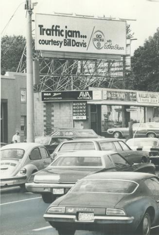 Traffic jams give drivers plenty of time to study a billboard on Keele St