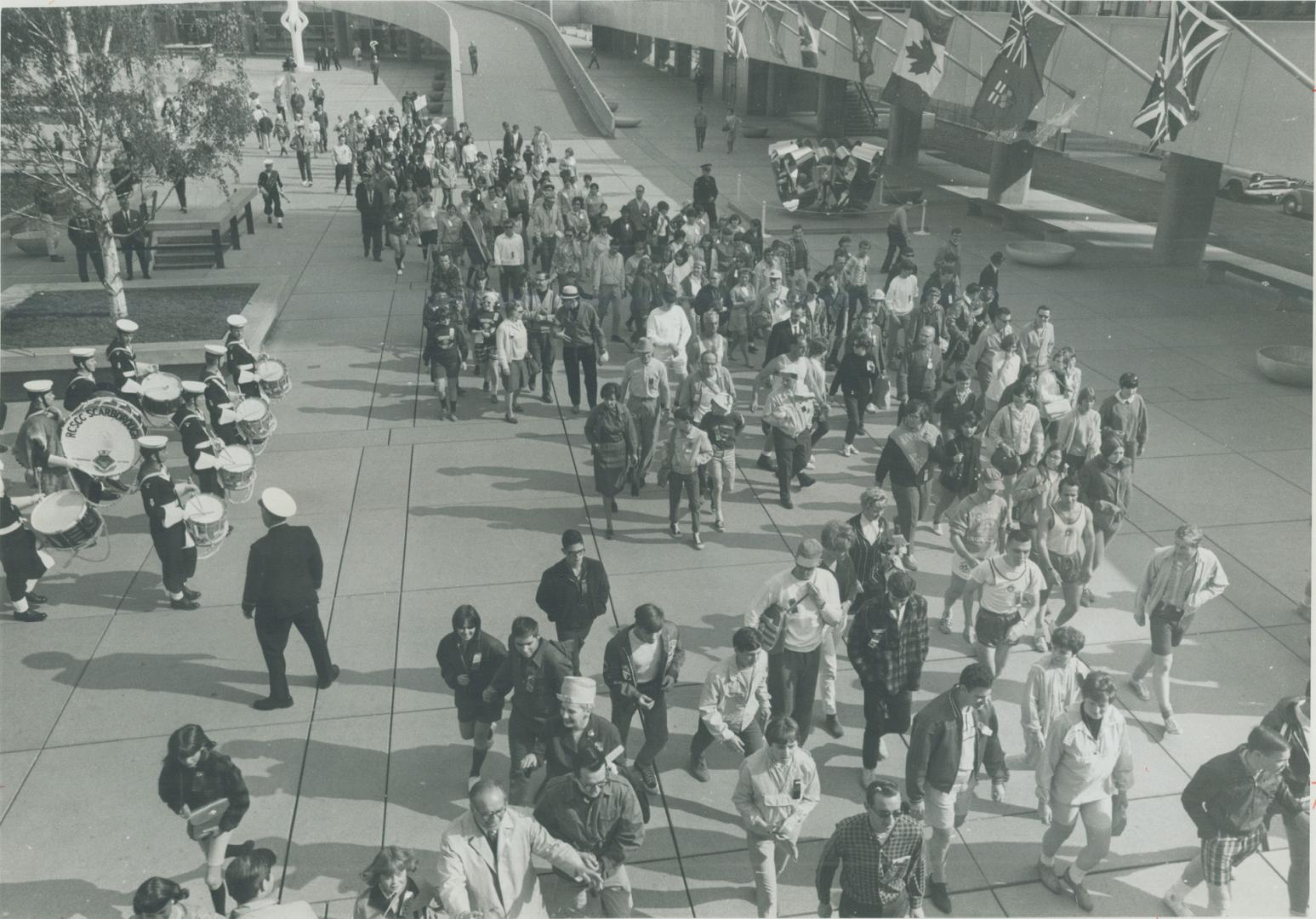 Away they go! To the beat of a Scarborough Sea Cadet band some 300 volunteer walkers start out from City Hall on a 30-mile march to raise money for fa(...)