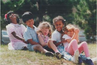 Scarborough Grade 1 students Usha Sampooranan, Peter Ng, Megan Painter, Muna Ibrahim and Tamara Haves