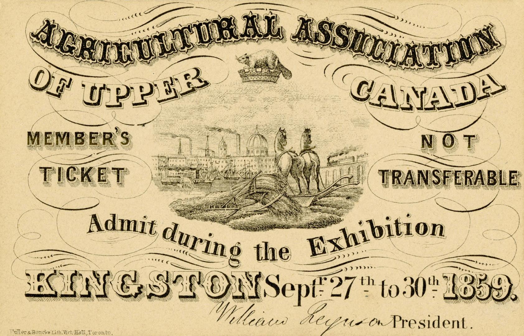  This item is a ticket for entry to the agricultural exhibition. The text reads: Agricultural A…