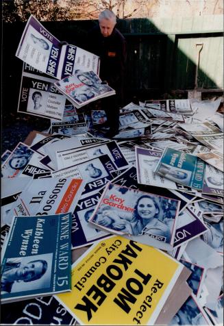 Election signs for recycling PWD yard, Yonge St