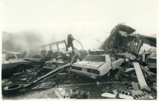 A propane explosino and fire destroyed this taxi refuelling depot and service station on Weston Rd