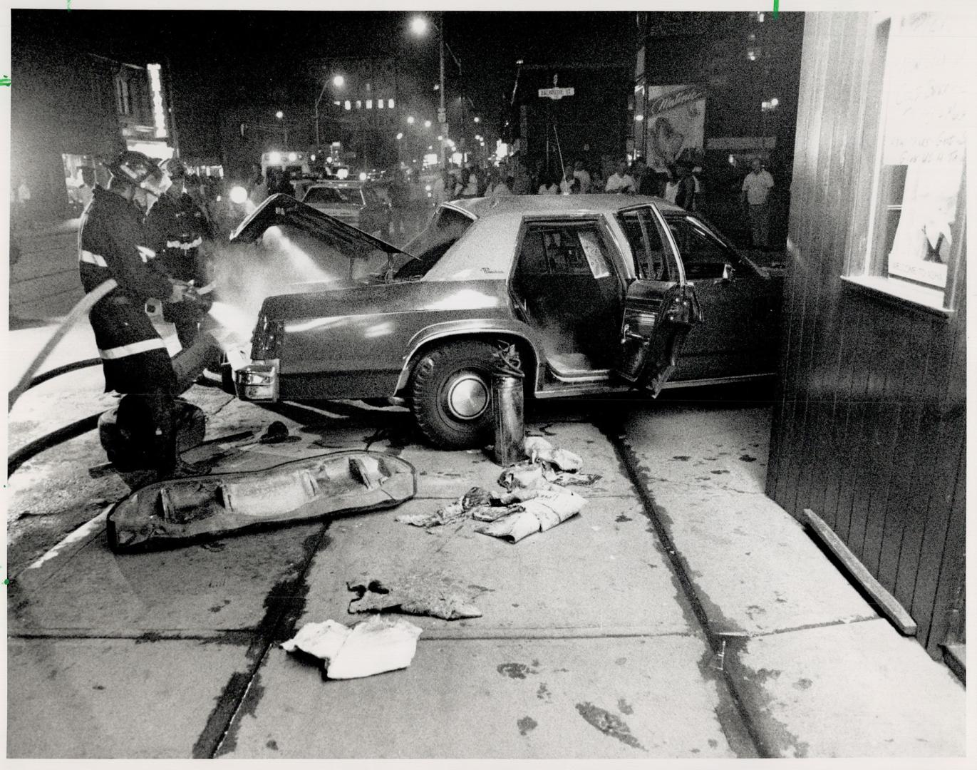 Cabbage survives propane explosion, A back taxi driver escaped with minor burns when his cab exploded and was hurled across Dundas St. near Church at about 10 p.m