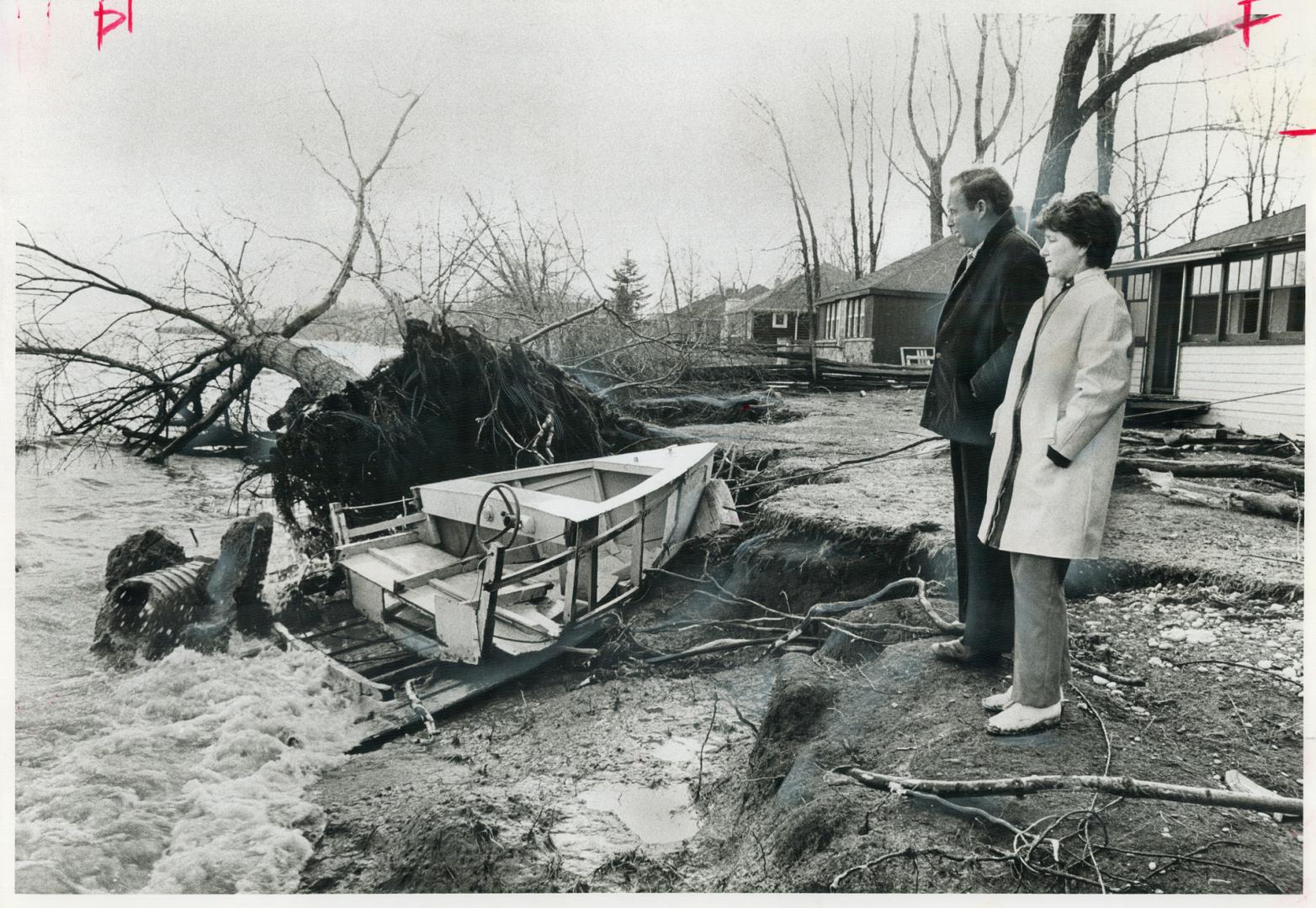 A disaster Area is how Jack Moore describes the scene down the Lake Ontario shoreline from his Squires Beach home in Pickering yesterday. [Incomplete]