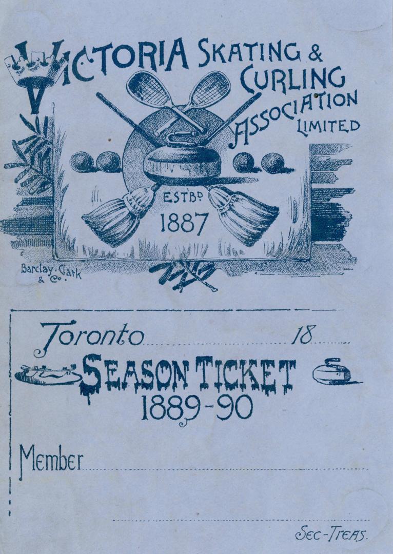 Blank (not filled in) Membership ticket for Victoria Skating and Curling Association Limited, e…