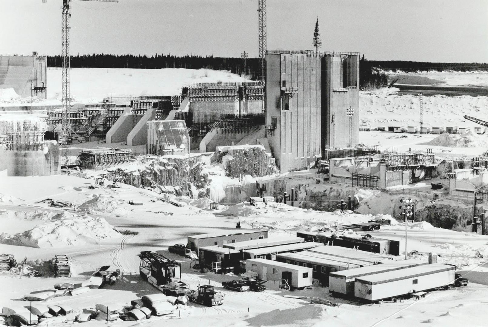 Power Projects: Quebec natives are trying to stop hydro stations like this one on La Grande River from being built in Great Whale project, indicated on map